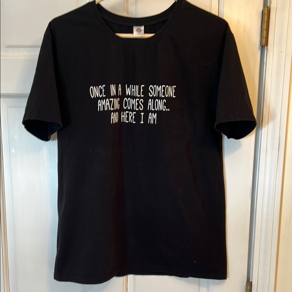 Black Graphic T-Shirt with White Text